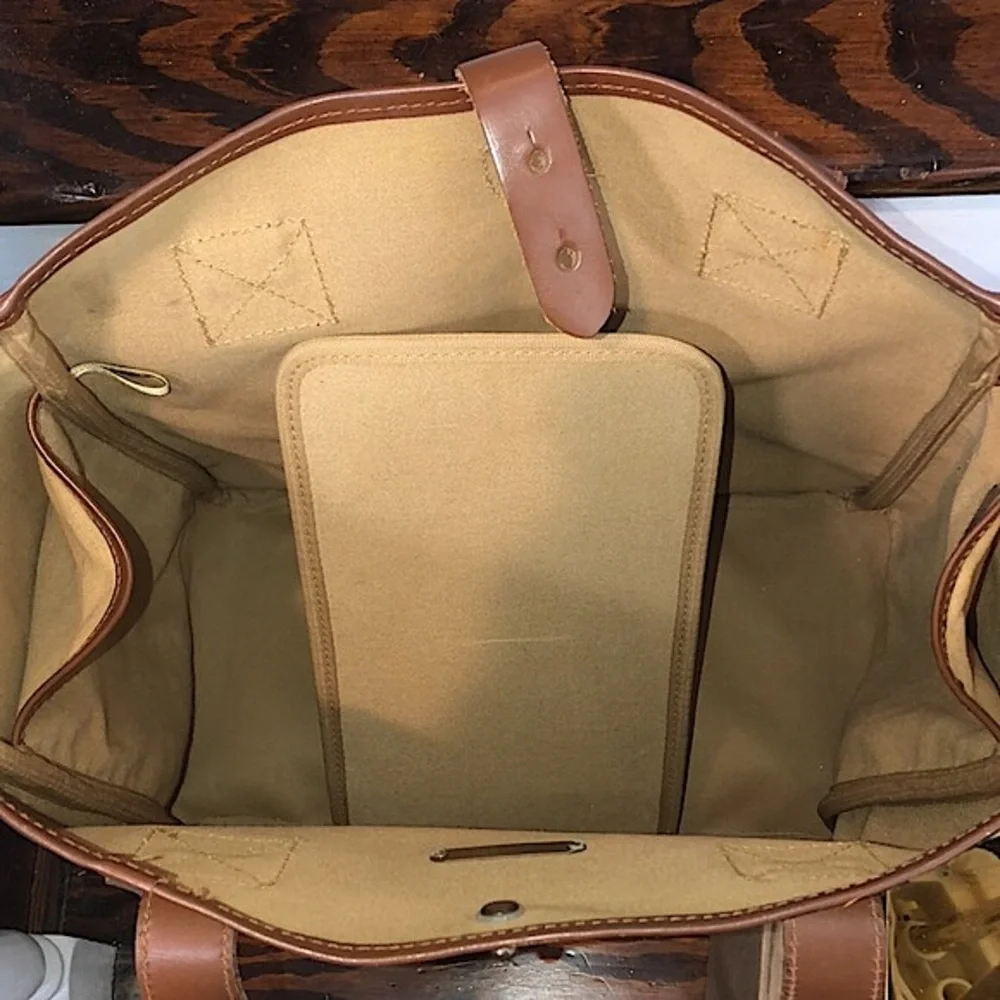 RALPH LAUREN Black Watch Waxed Leather Coated Canvas Overnight Travel Bag - Picture 17 of 17